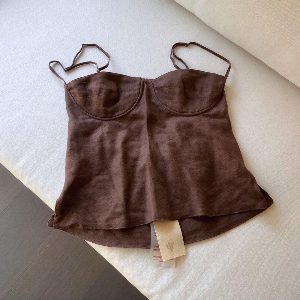 NWT Brown Linen Cami Top by Piu Brand